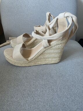 Elegant Cream Wedge Sandals